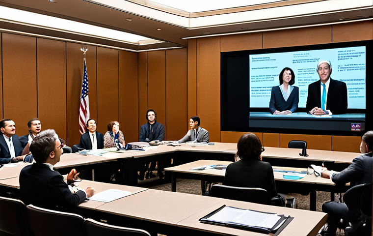 **

Crowded mixed event, both in-person and online, with screens displaying a live stream. Focus on the potential for legal issues symbolized by tangled legal documents faintly visible in the background. Emphasis on the contrast between the excitement of the event and the underlying legal risks.

**